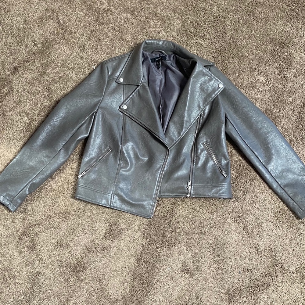 NWOT! Grey Leather Jacket